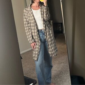 Long checkered blazer